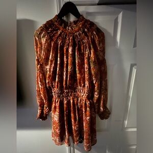 En Saison Size M Floral Orange Mini Dress